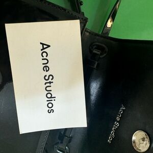 Acne studio face patch shoulder bag in black